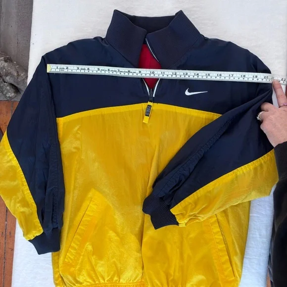 Vintage 90’s Nike Reversible Quarter Zip Windbreaker Jacket Red/Navy/Yellow M - Picture 11 of 15